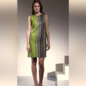 Elie Tahari Neon Green and Black Sleeveless Dress